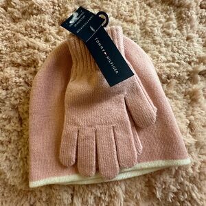 Tommy Hilfiger Soft Pink Knit Hat and Gloves